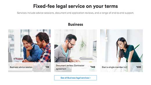 Avvo Legal Services menu screenshot