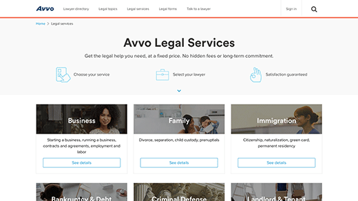 Legal Services Page screenshot